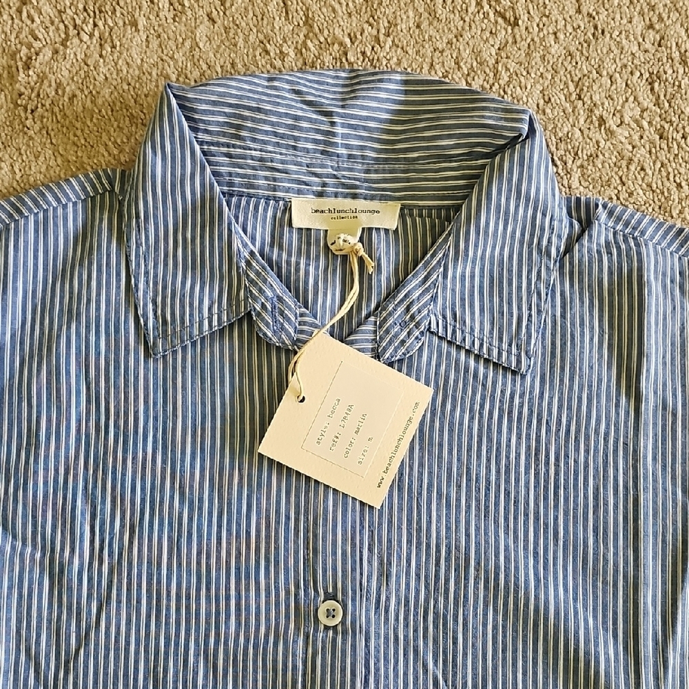Beachlunchlounge Blue Pinstripe Button Down Shirt - Picture 2 of 8